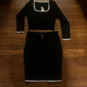 NWT, Express Body Contour Black Two-Piece Skirt Set